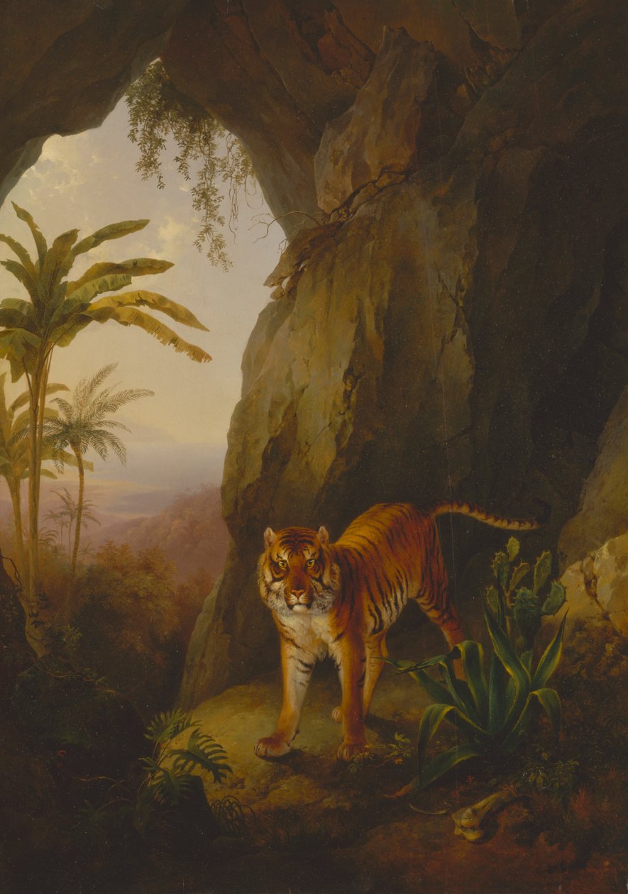 Tiger i en grotta av Jacques Laurent Agasse