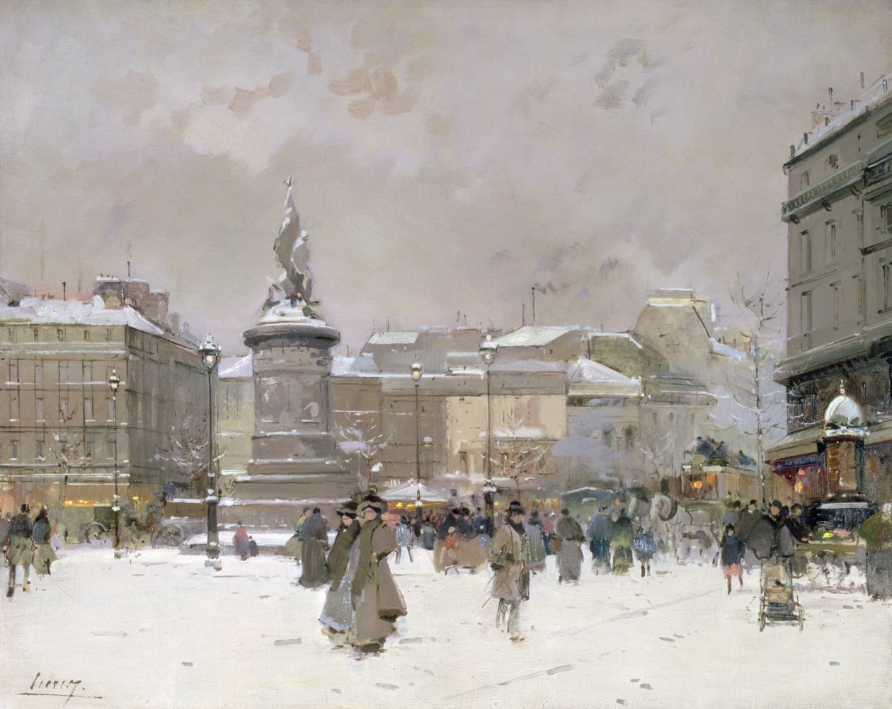 Place de Clichy (olja på panel) av Jacques Lieven