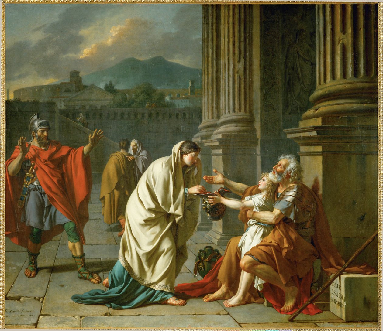 Belisarius ber om allmosor ... av Jacques Louis David