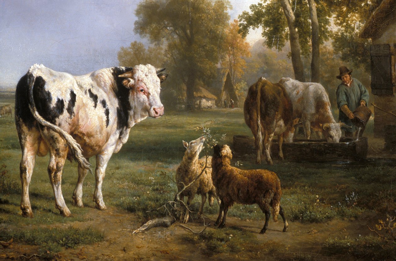 "Vit tjur och andra djur" (målning) av Jacques Raymond Brassacat