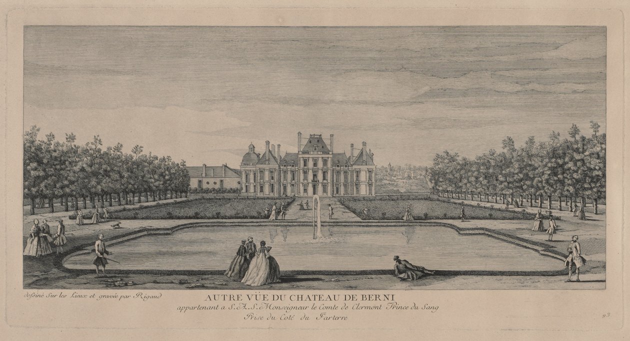 Chateau of Berny från trädgårdarna av Jacques Rigaud