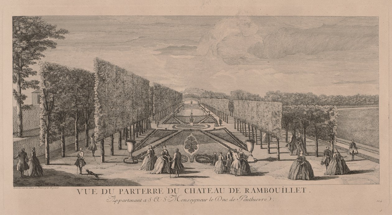 Blomsterträdgården i Chateau Rambouillet. av Jacques Rigaud