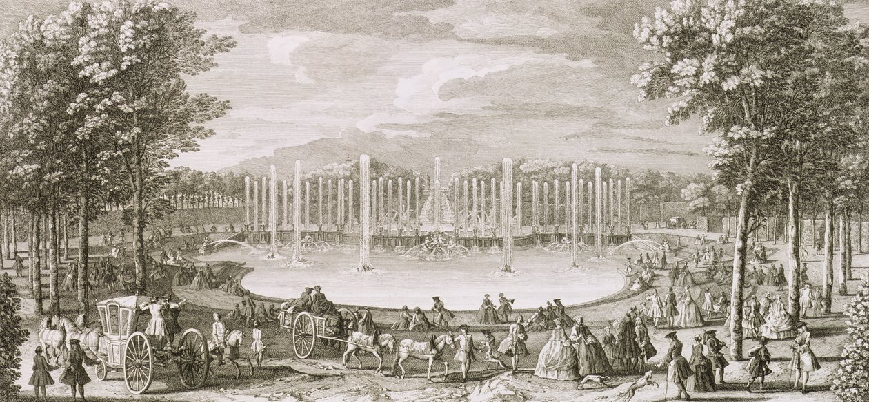 Vy över Neptunusfontänen, Versailles av Jacques Rigaud