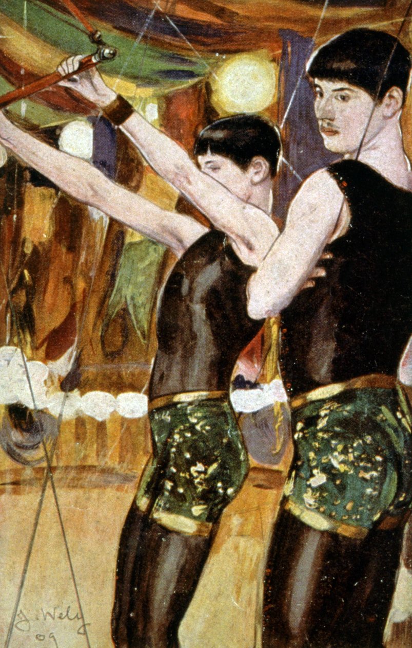 Equilibrister på cirkus (bröderna Zemganno) av Jacques Wely