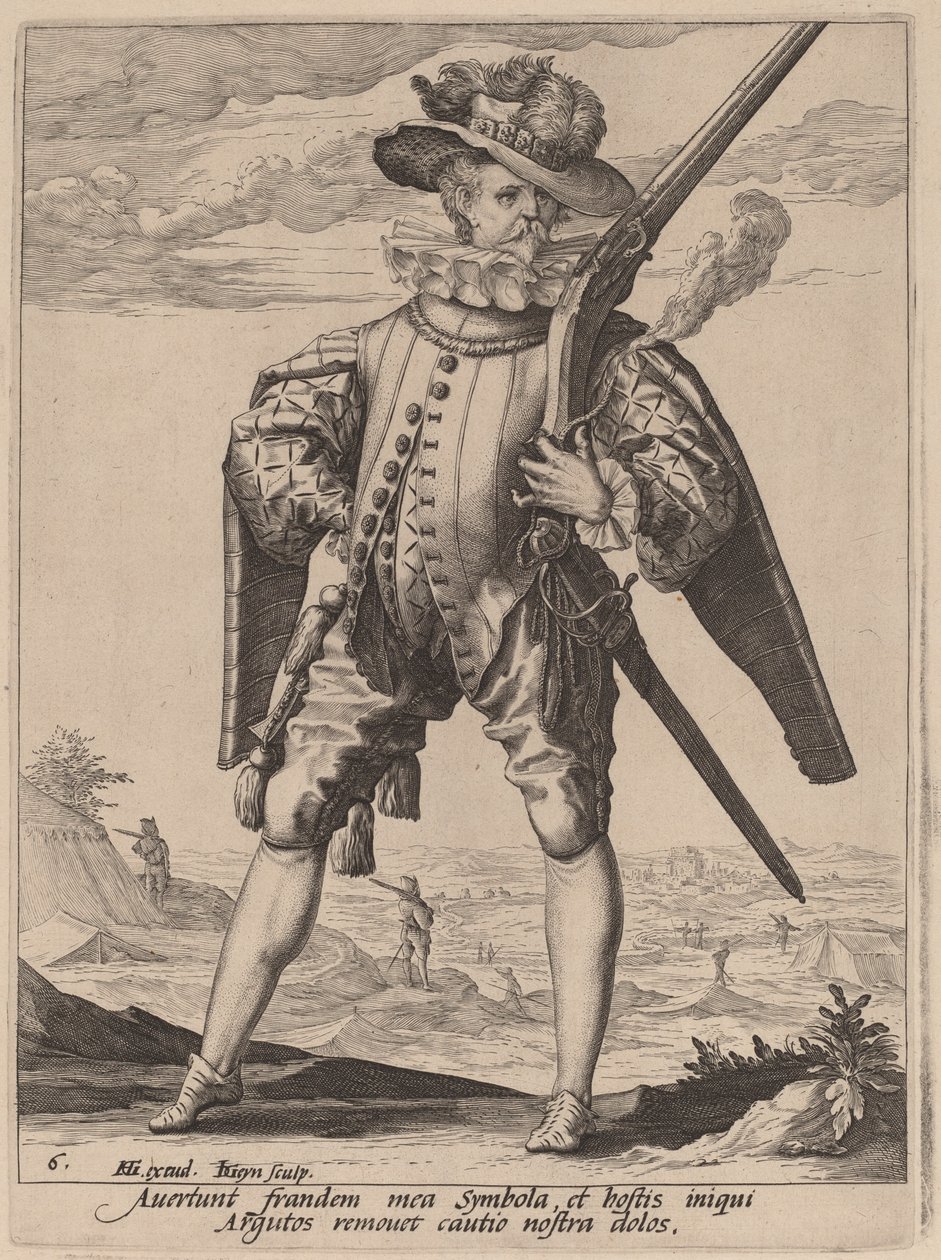 Musketör av Jacques de Gheyn II after Hendrik Goltzius