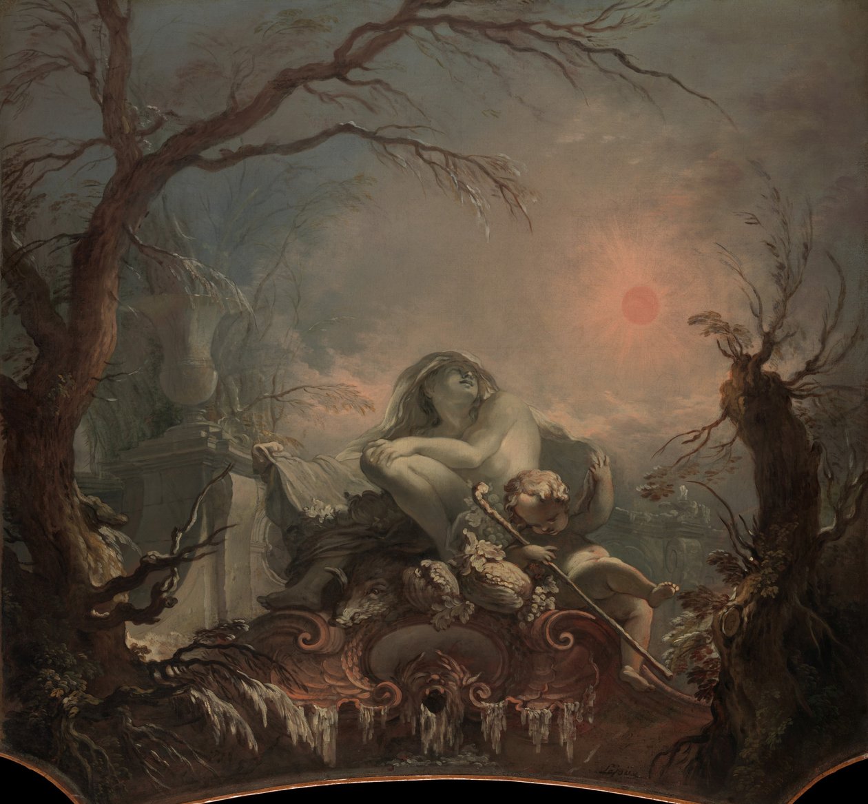 Allegori om vintern. av Jacques de Lajoue II