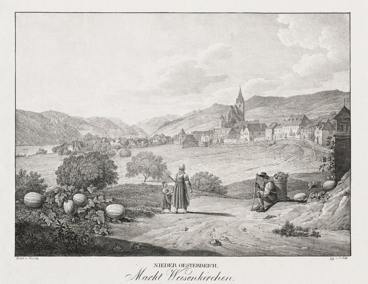 Niederösterreich, köpstad Weißenkirchen. av Jakob Alt