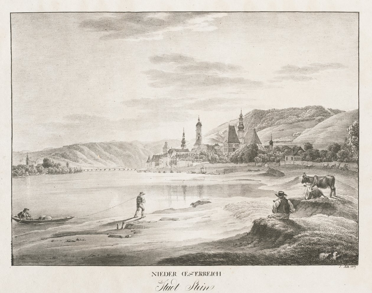 Niederösterreich, stad Stein av Jakob Alt