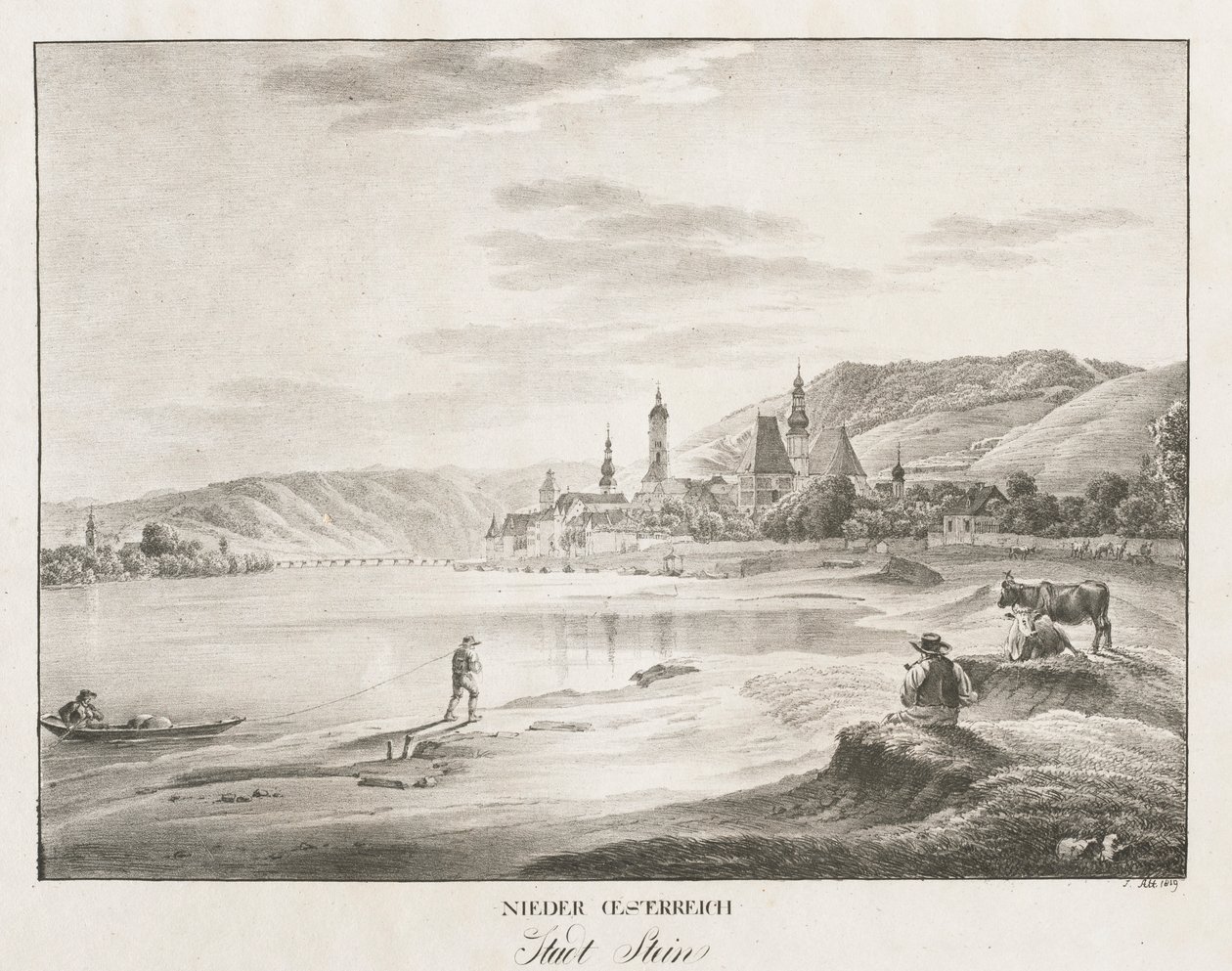 Niederösterreich, Staden Stein, 1819. av Jakob Alt