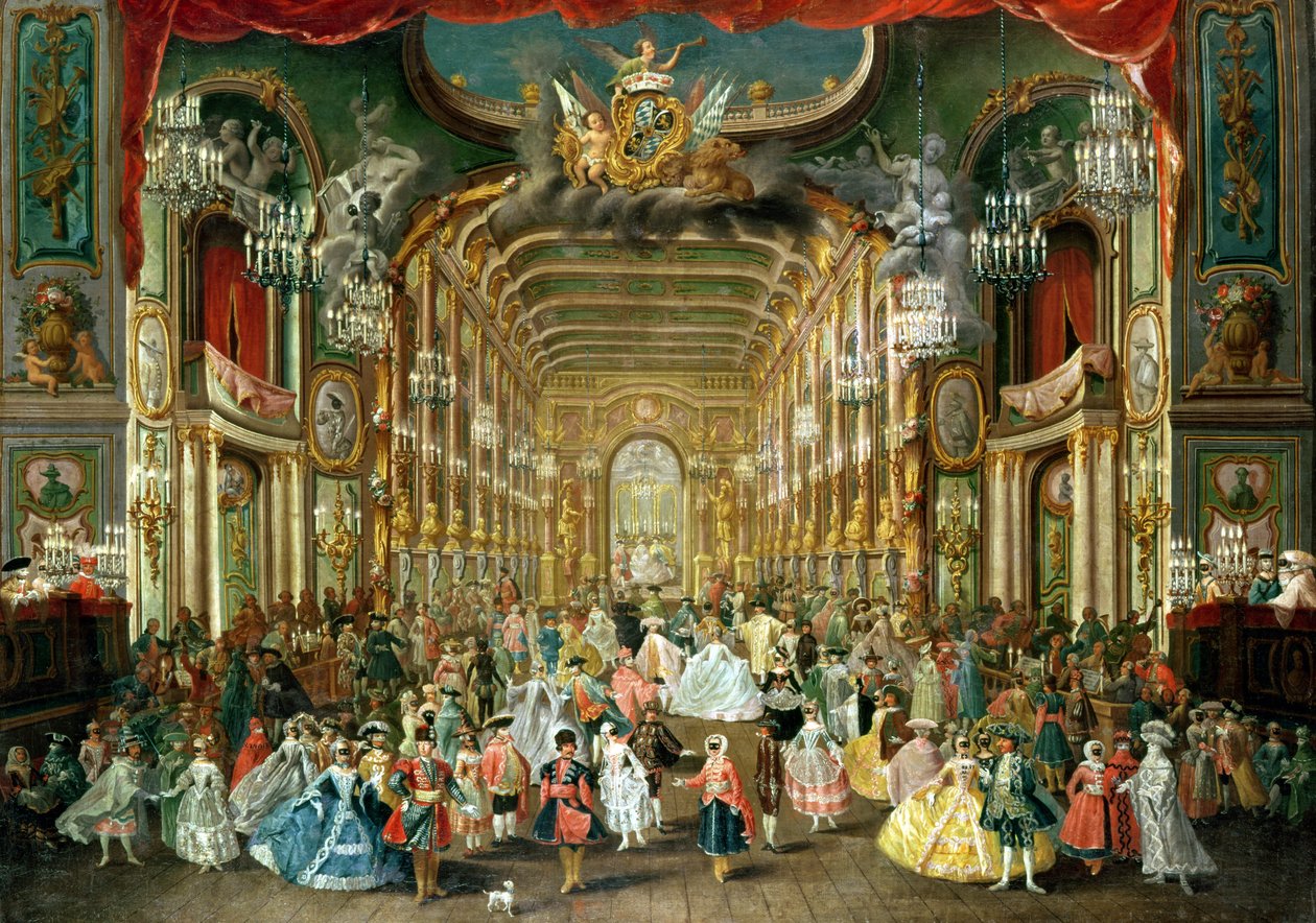 Maskerad bal i Hoftheater, Bonn, 1754 av Jakob Rousseau