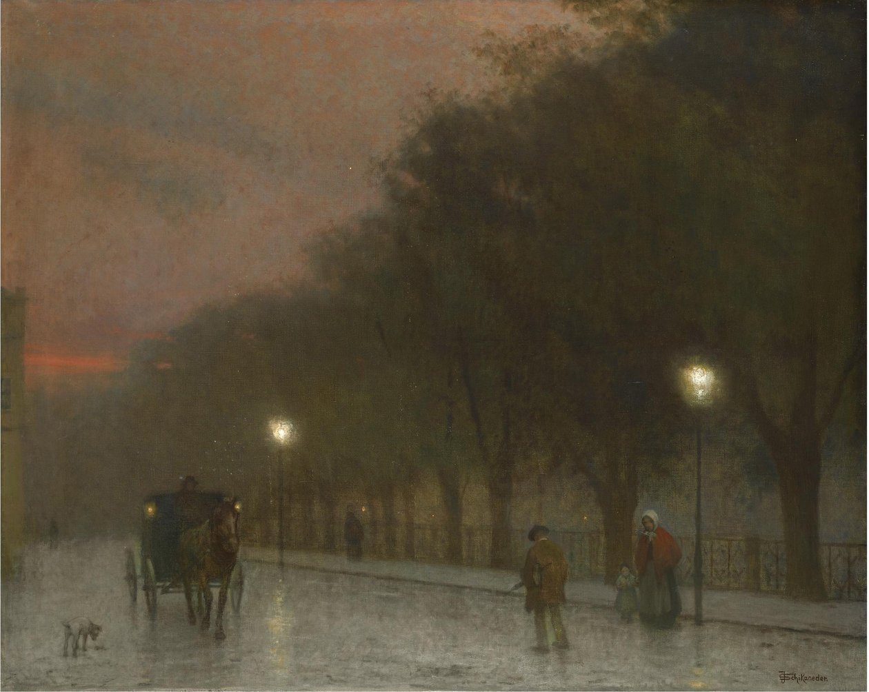Prag i skymningen, ca. 1910 av Jakub Schikaneder