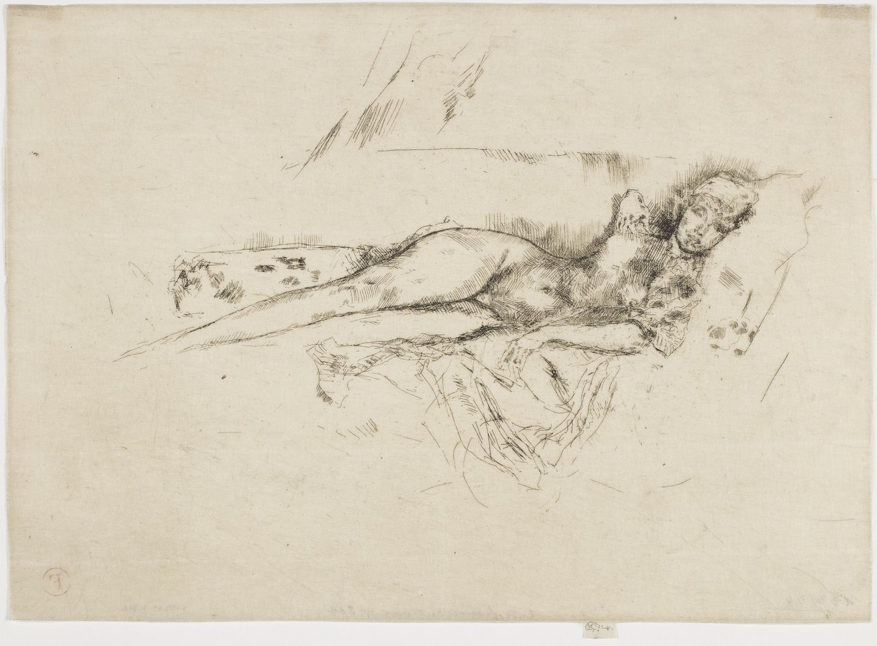 Liggande nakenfigur, ca 1885-88 (etsning på papper) av James Abbott McNeill Whistler
