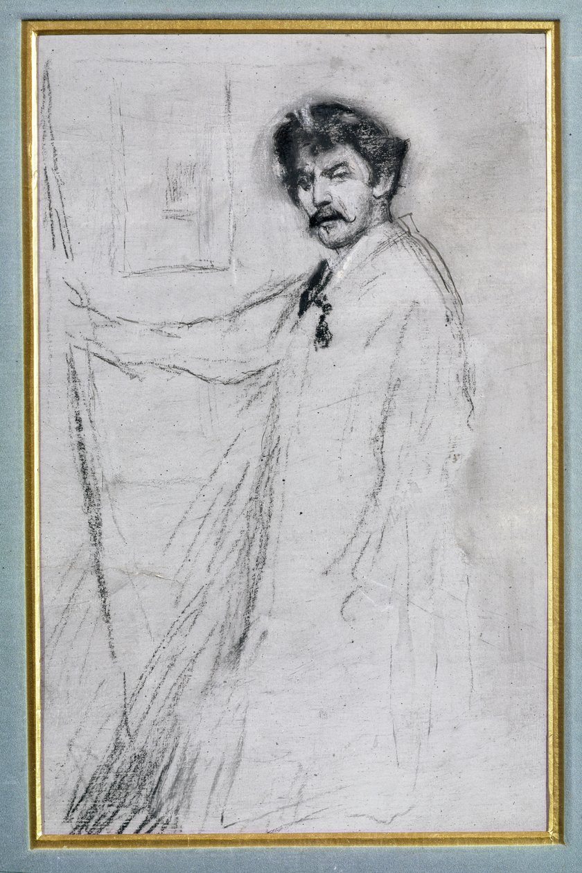 Självporträtt (kol på papper) av James Abbott McNeill Whistler