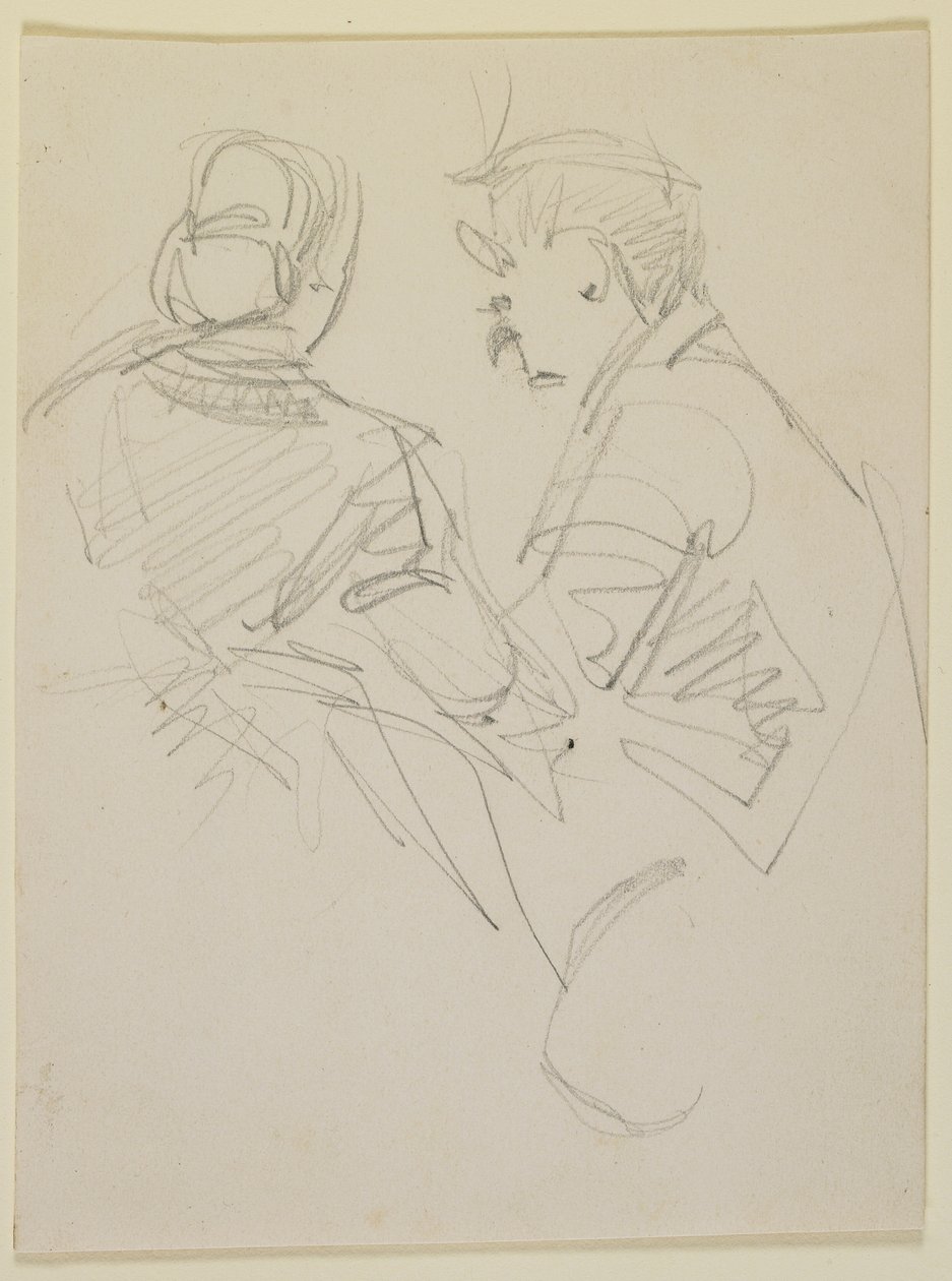 Två figurer, 1858 (blyerts på beigefärgat papper) av James Abbott McNeill Whistler