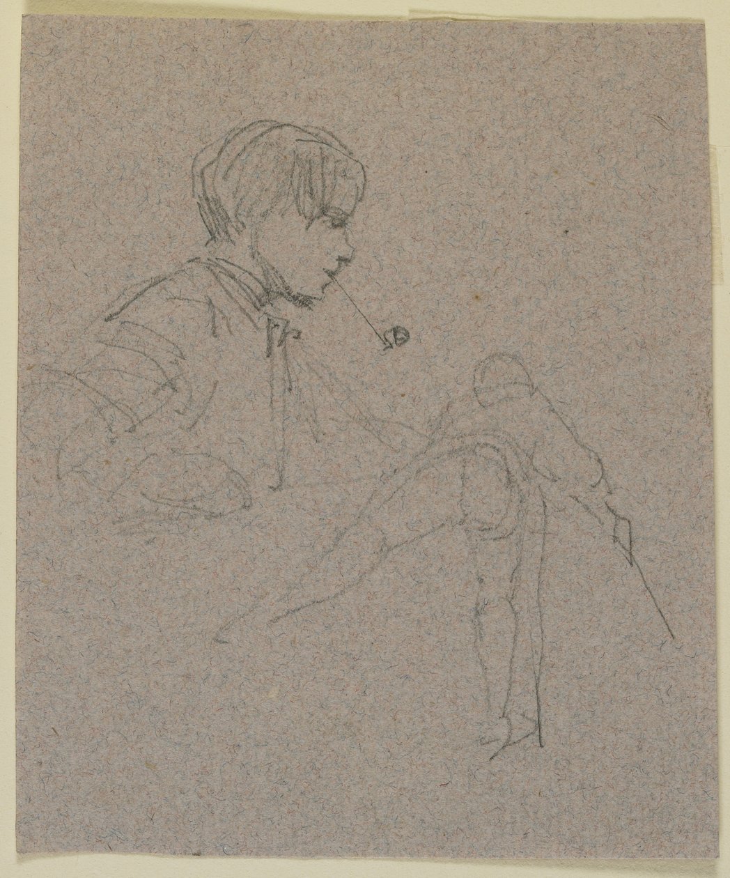 Ung man röker pipa, ca 1855-59 (penna på buff papper) av James Abbott McNeill Whistler
