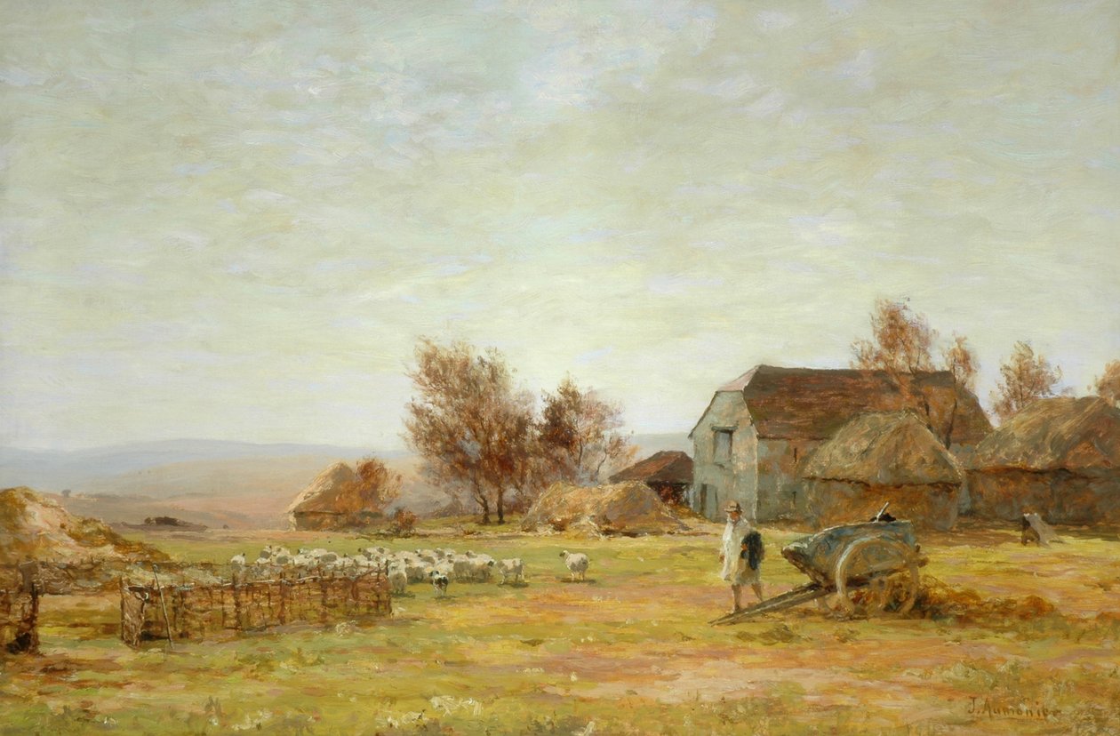 En fårfarm på South Downs, 1906 av James Aumonier