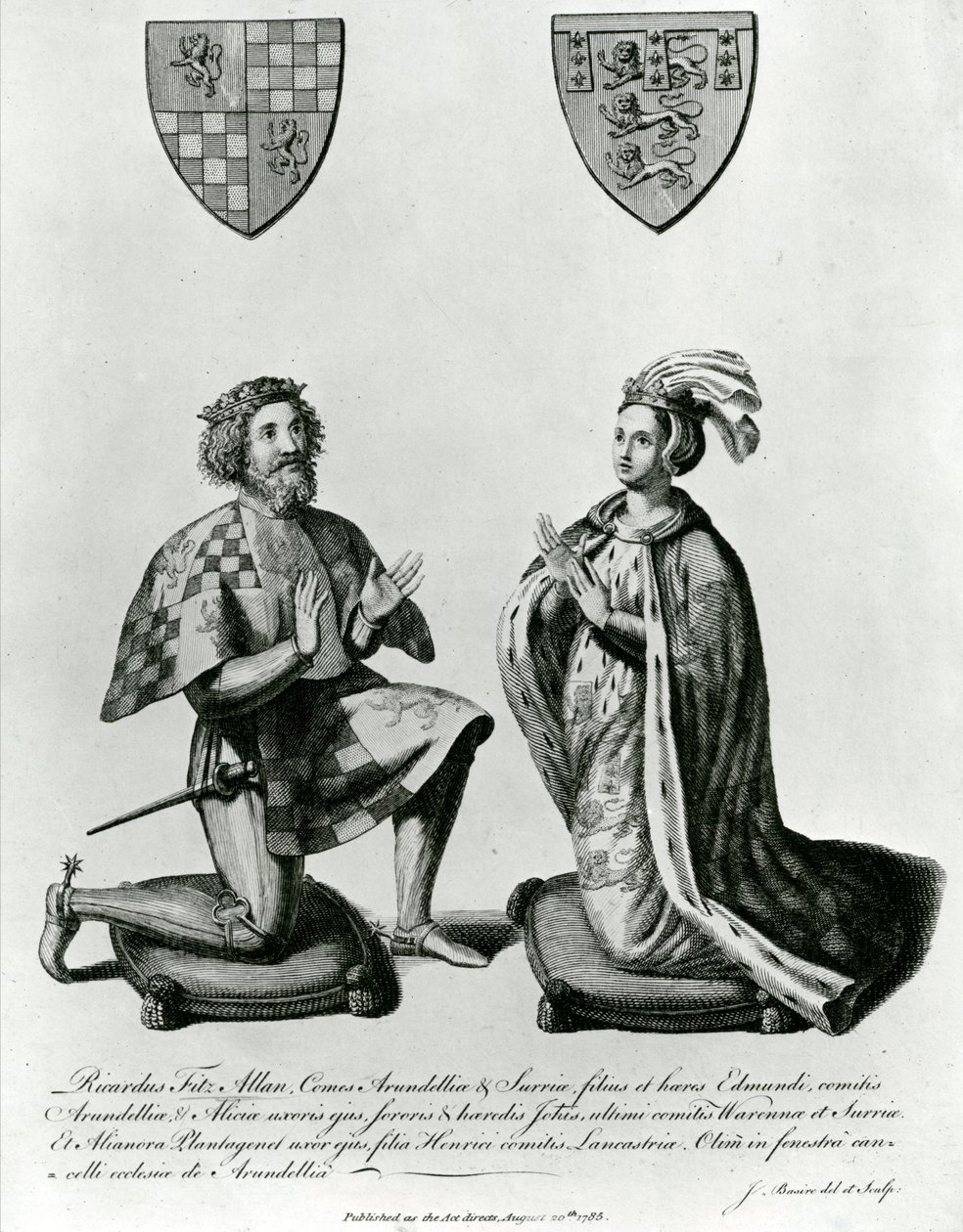 Richard Fitzalan, 3:e (10:e) jarl av Arundel (ca 1307-76) och Eleanor grevinna av Arundel, 1785 av James Basire