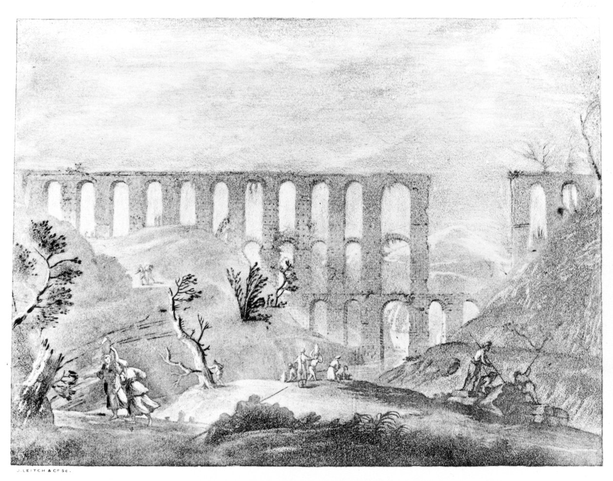 Akvedukt i Cherchell i Algeriet, från "Travels in the Footsteps of Bruce", 1877 av James Bruce