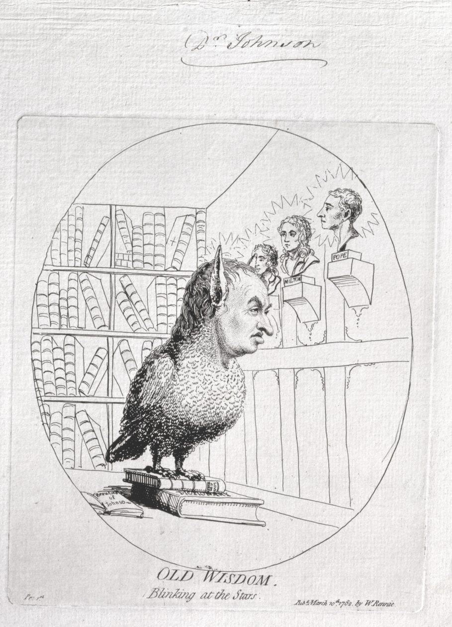 Gamla visdomar: Blinking at the Stars, publicerad 1782. av James Gillray