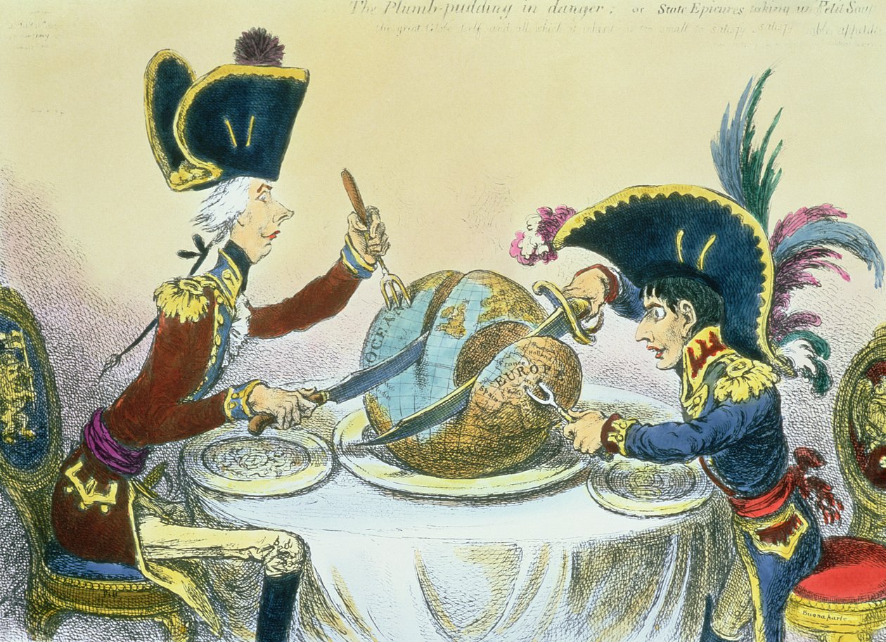 The Plum Pudding in Danger, 1805 (färggravyr) av James Gillray