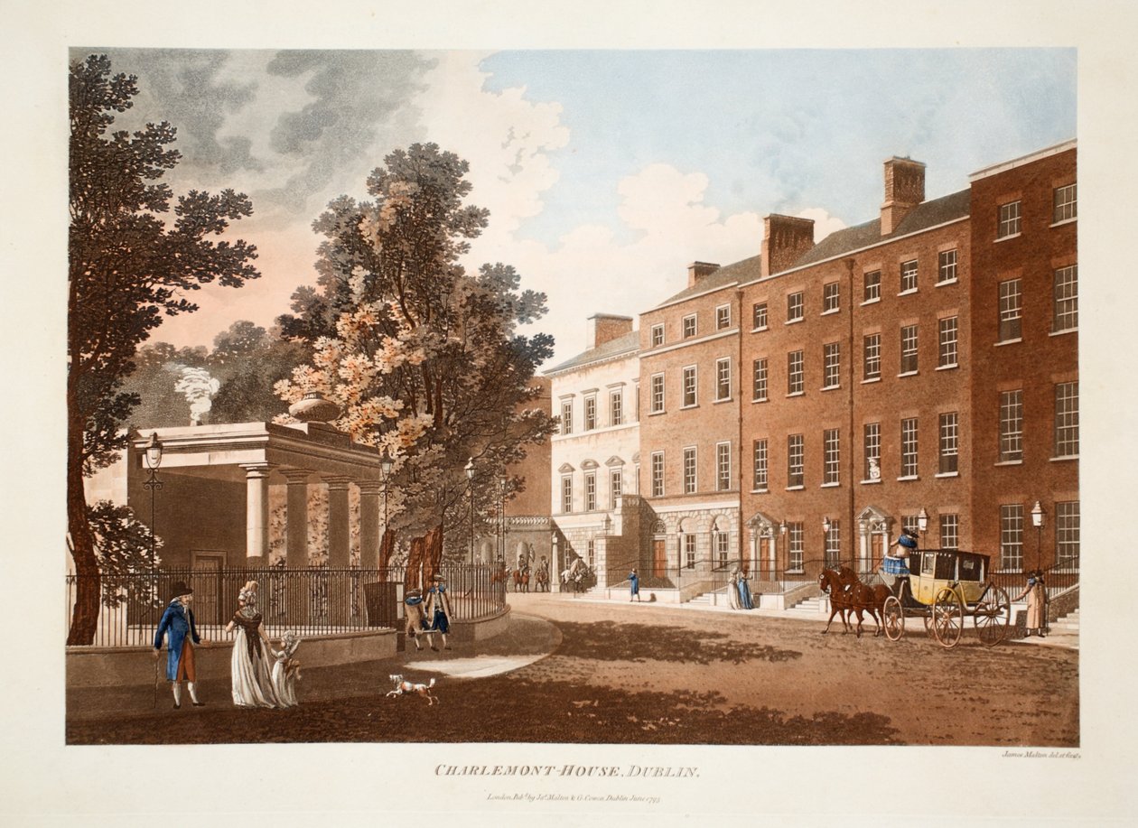 Charlemont-House, Dublin, 1793 (handkolorerat gravyr) av James Malton