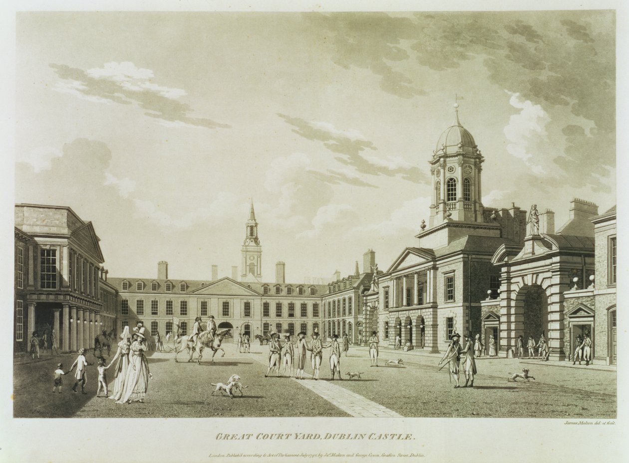 The Great Court Yard, Dublin Castle, 1792 av James Malton