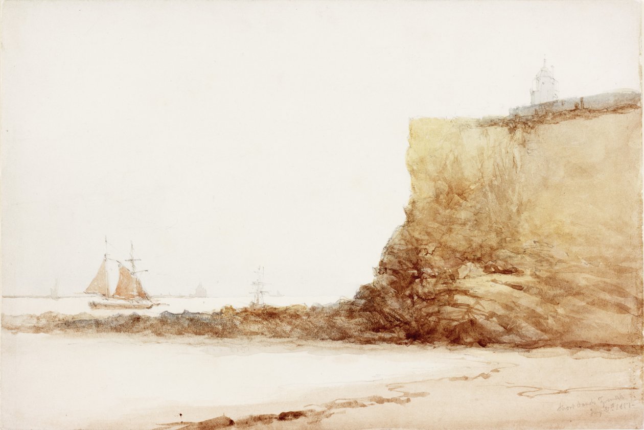 Short Sands Tynemouth (akvarell och penna på papper) av James Miller Brown