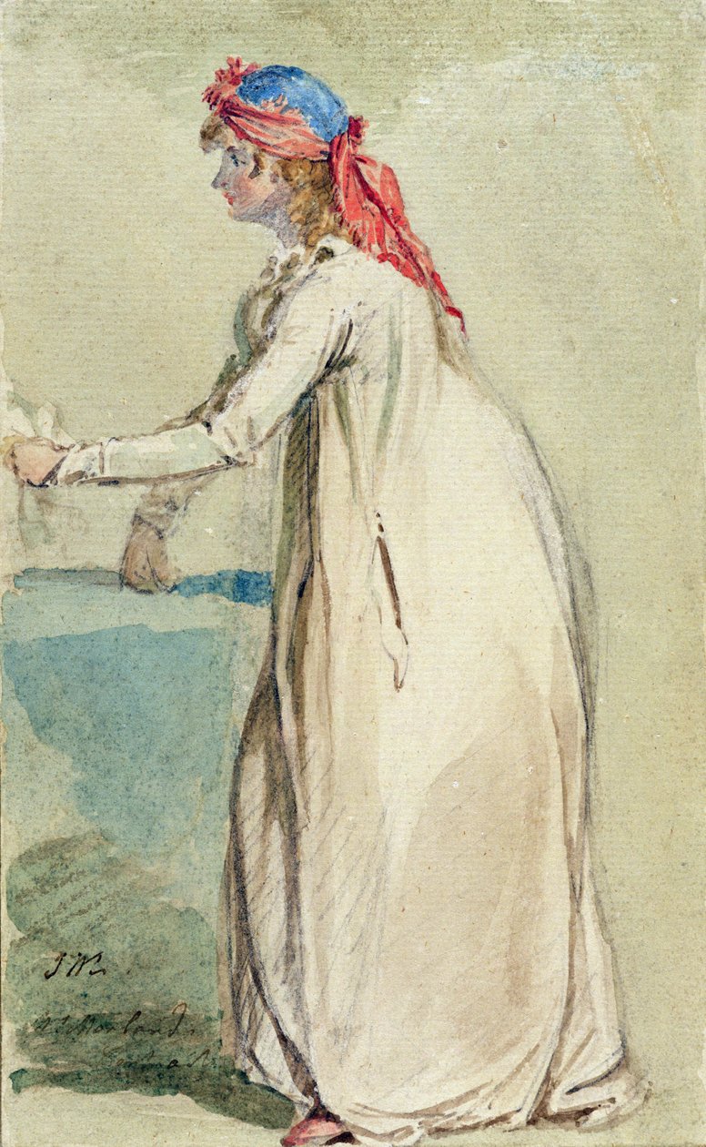 Mrs Morlands porträtt, ca 1800-04 (wc över penna på papper) av James Ward