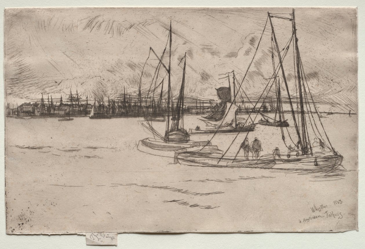 Amsterdam från Tolhuis, 1863. av James Abbott McNeill Whistler