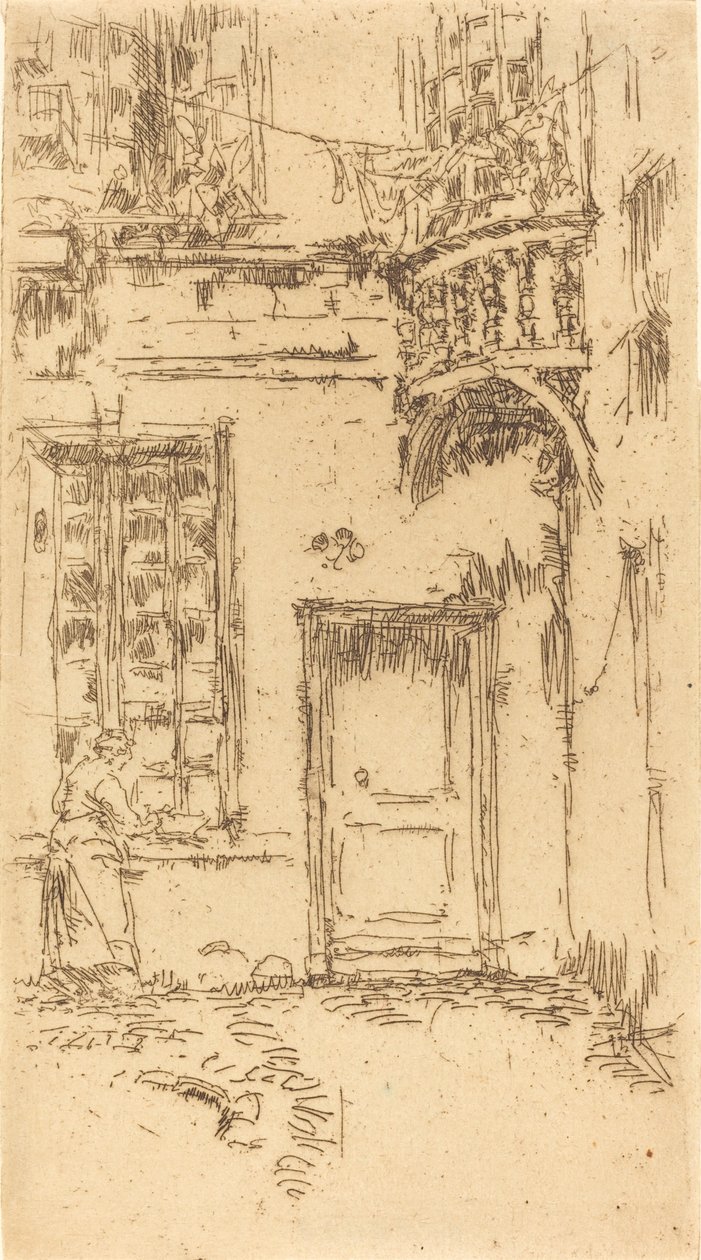 Courtyard, Rue P.L. Kurir, 1888. av James Abbott McNeill Whistler