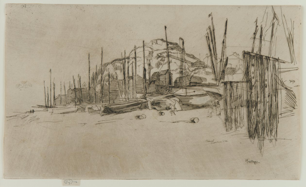 Fiskebåtar, Hastings, 1877. av James Abbott McNeill Whistler