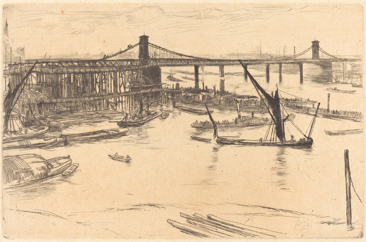 Old Hungerford Bridge, 1861. av James Abbott McNeill Whistler