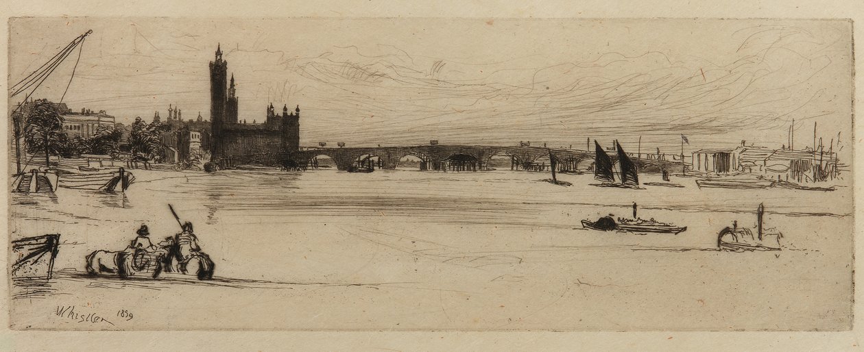 Old Westminster Bridge, 1859. av James Abbott McNeill Whistler