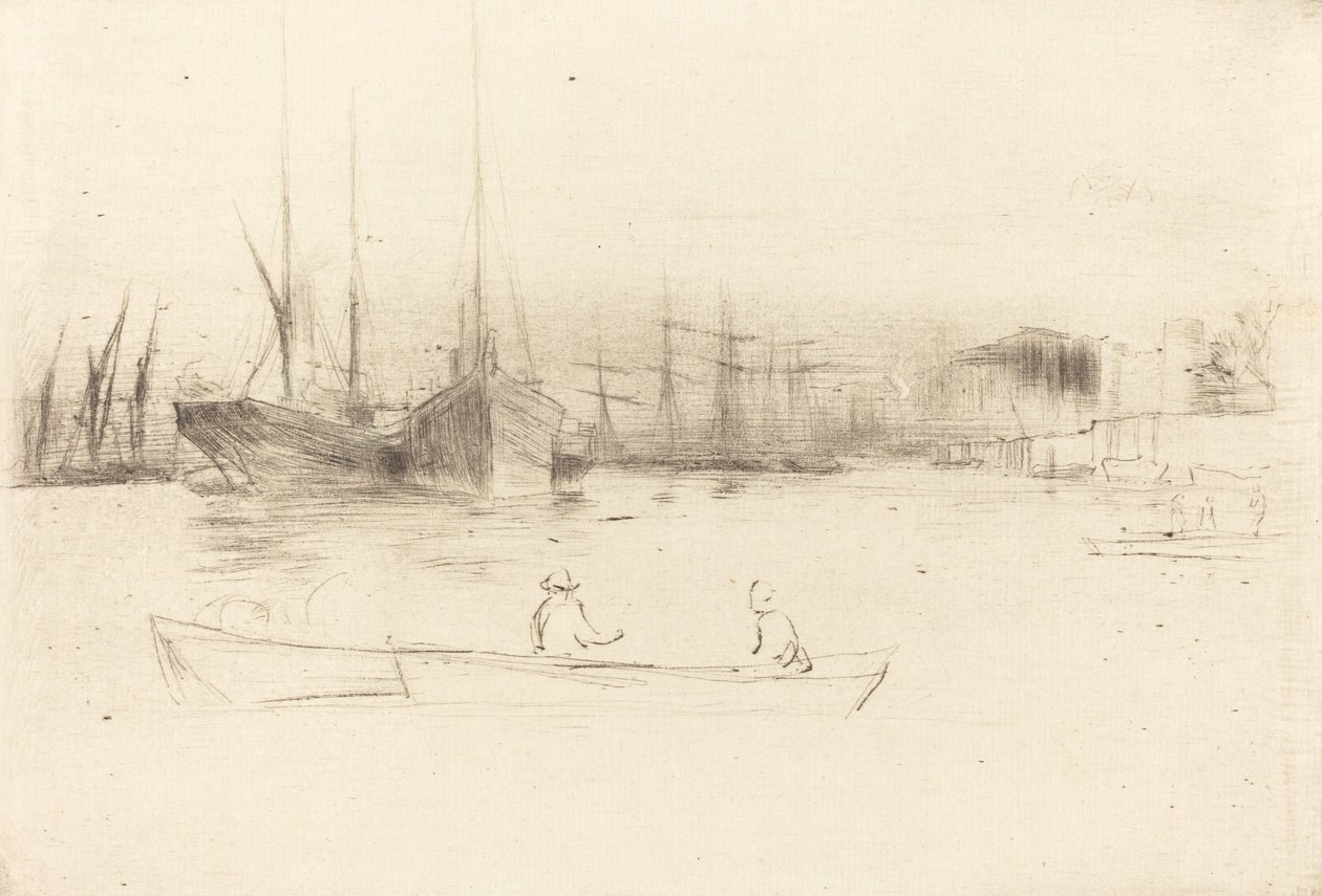 Ångbåtar utanför tornet, 1875. av James Abbott McNeill Whistler