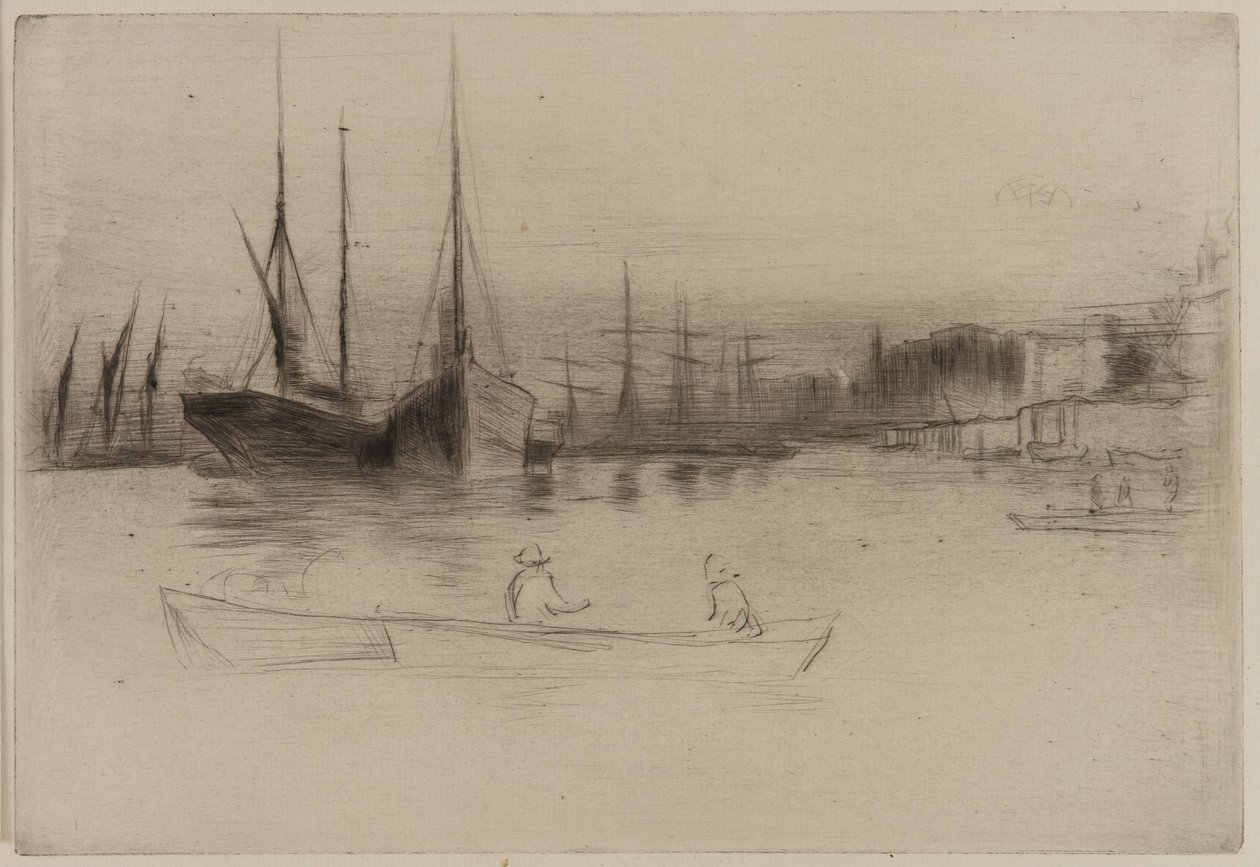 Ångbåtar utanför tornet, 1875. av James Abbott McNeill Whistler