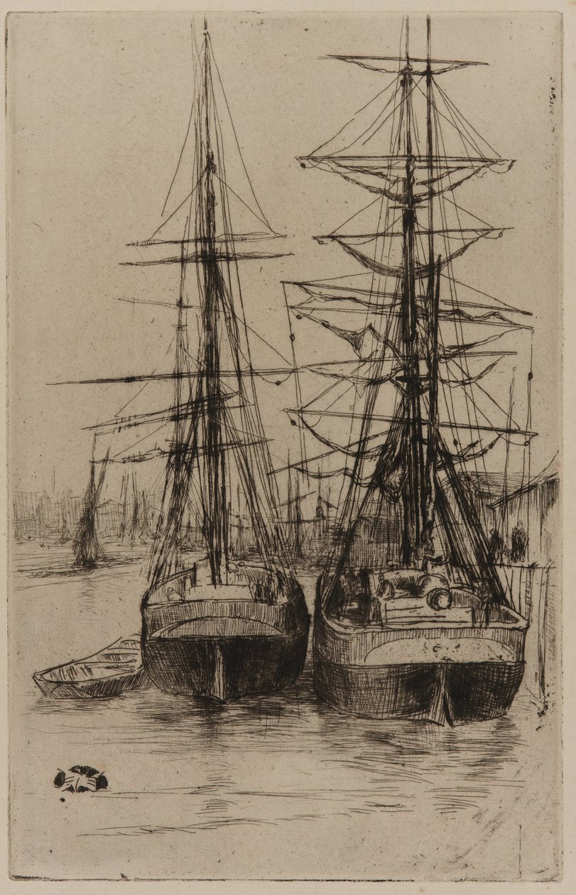 De två skeppen, 1875. av James Abbott McNeill Whistler