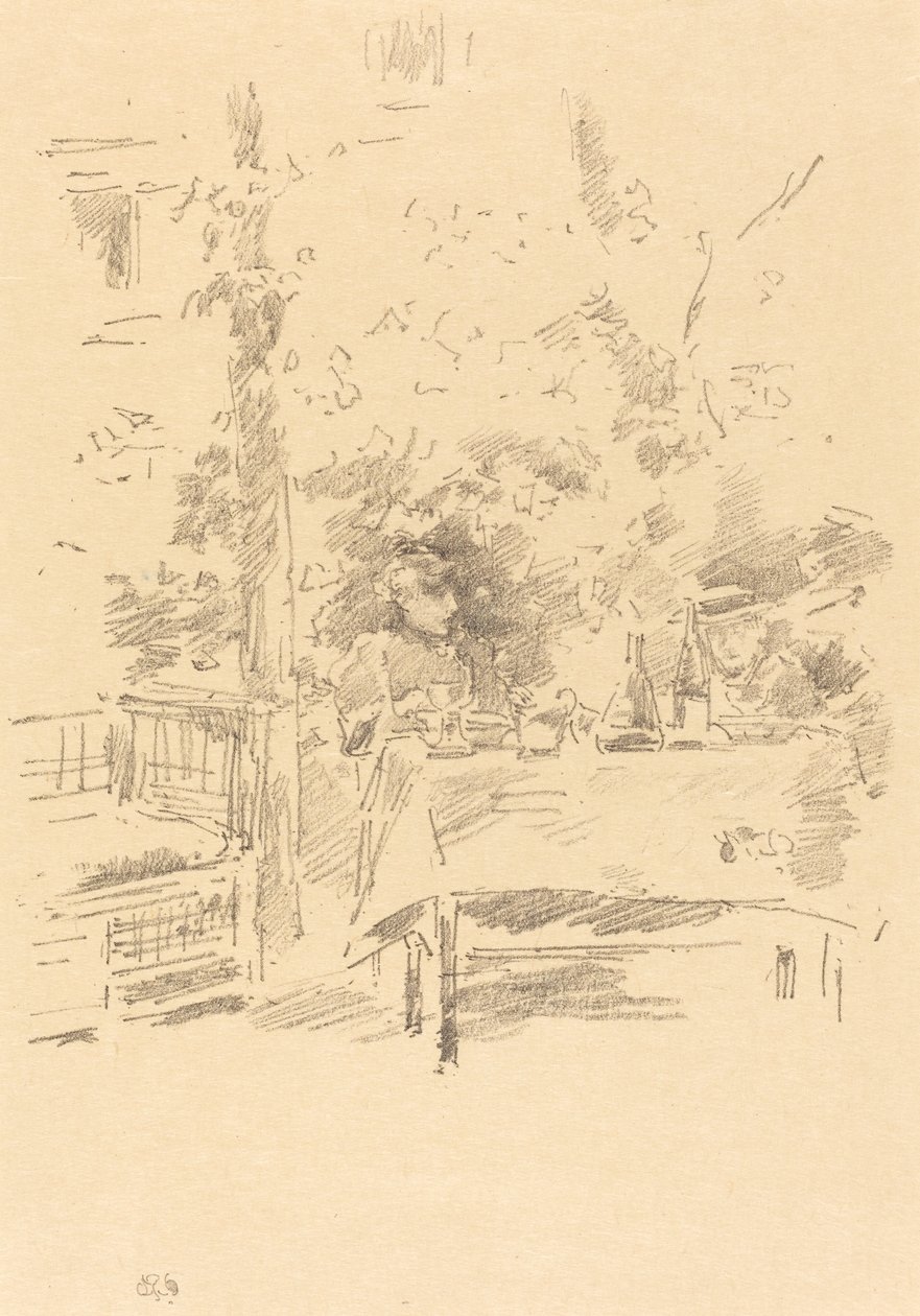 Tete-a-tete i trädgården, 1894. av James Abbott McNeill Whistler