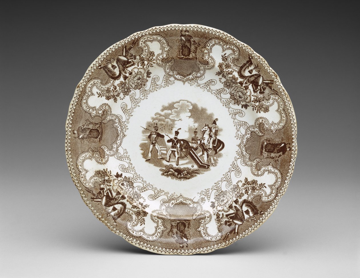 Tallrik, ca 1837-44 (transfertryckt lergods) av James Beech