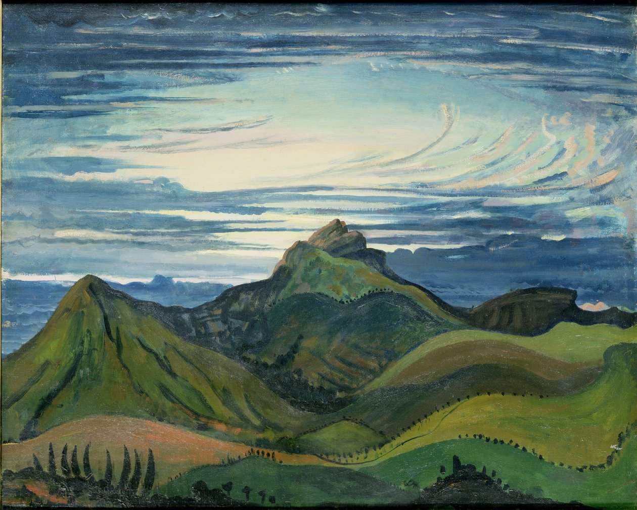 Solnedgång i Pyrenéerna, ca 1912-13 av James Dickson Innes