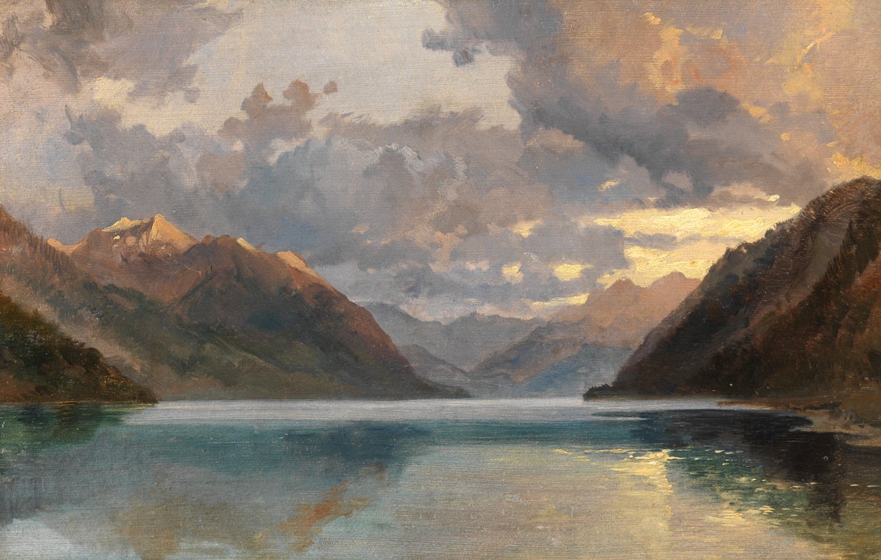 Vierwaldstättersjön (olja på papper) av James Duffield Harding