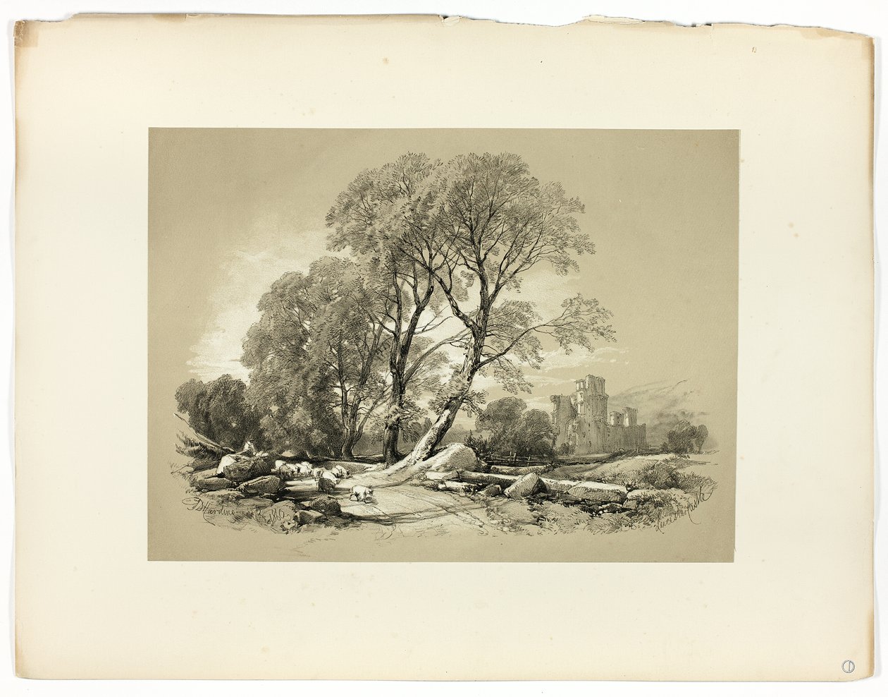 Leicester Castle, från Picturesque Selections av James Duffield Harding
