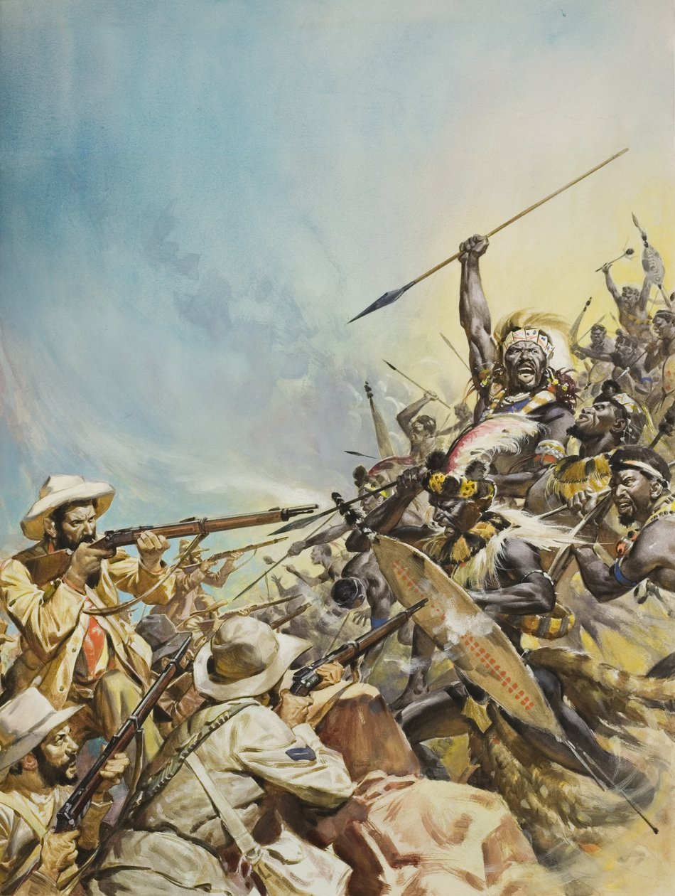 Boerna slåss mot infödingarna (gouache på papper) av James Edwin McConnell