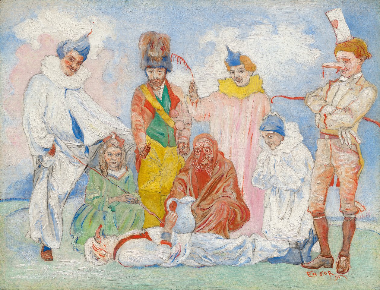 Dop av masker, 1891. av James Ensor