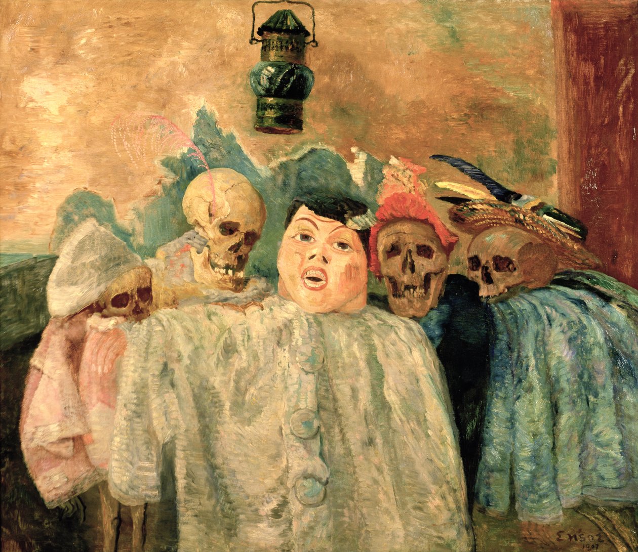Pjerrot och skelett av James Ensor