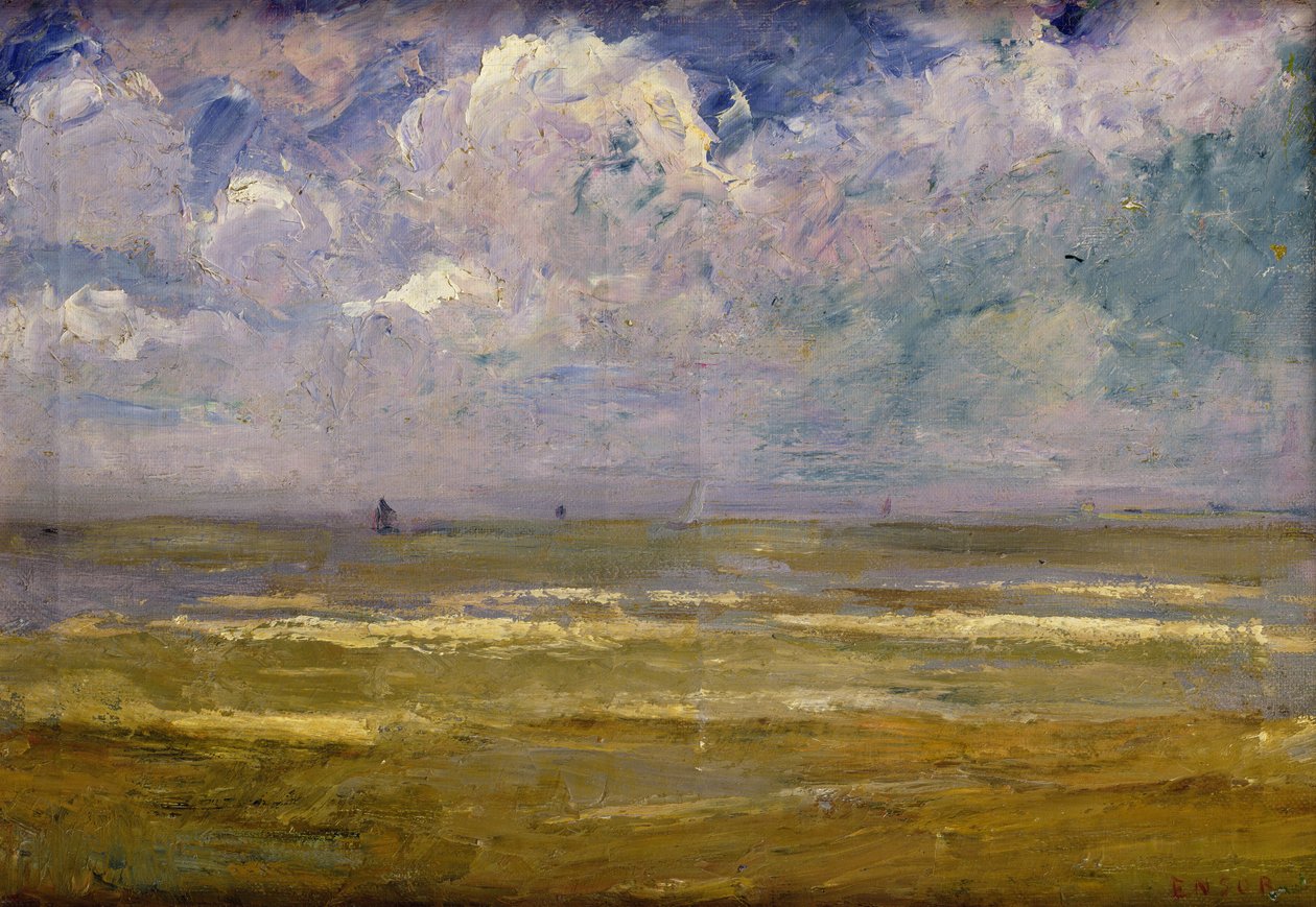 Seascape (olja på duk) av James Ensor