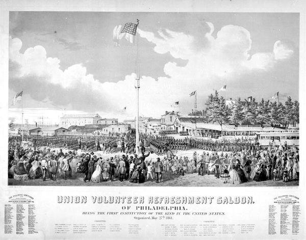 Union Volunteer Refreshment Saloon, Philadelphia (litho) av James Fuller Queen