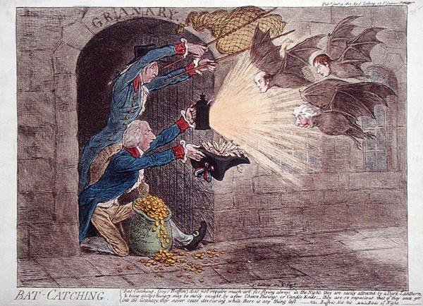 Fladdermus fånga av James Gillray