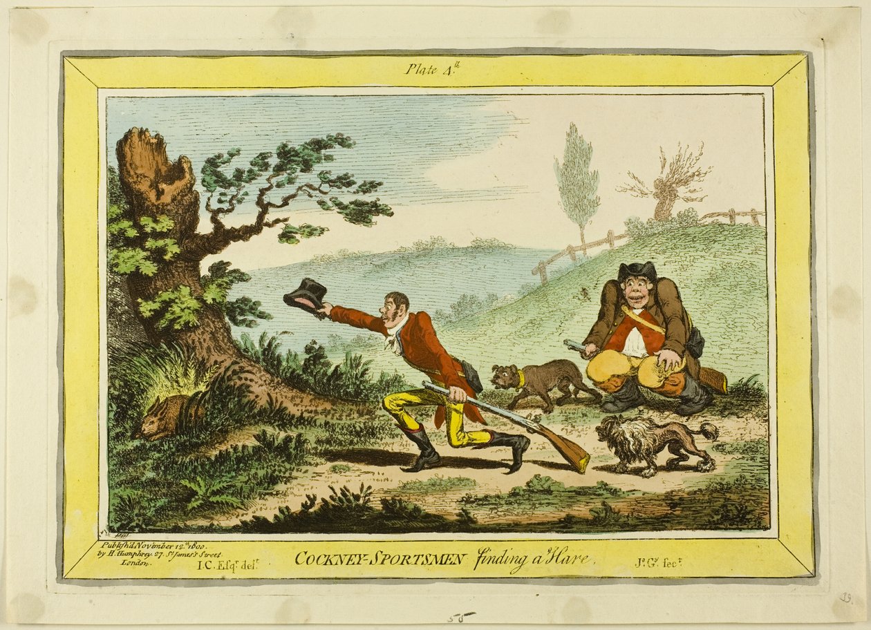 Cockney Sportsmen hittar en hare av James Gillray