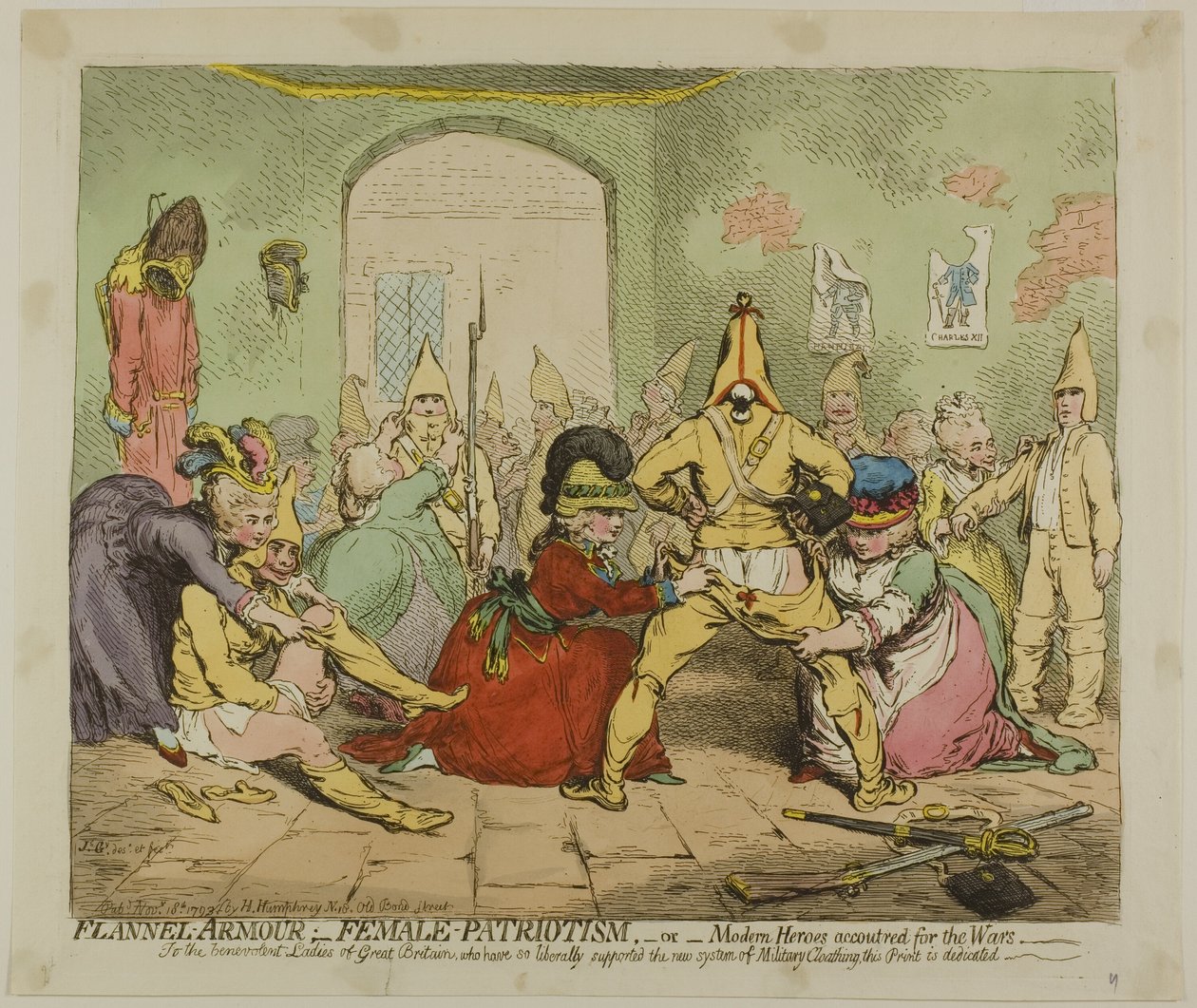 Flanellrustning; Kvinnlig patriotism av James Gillray