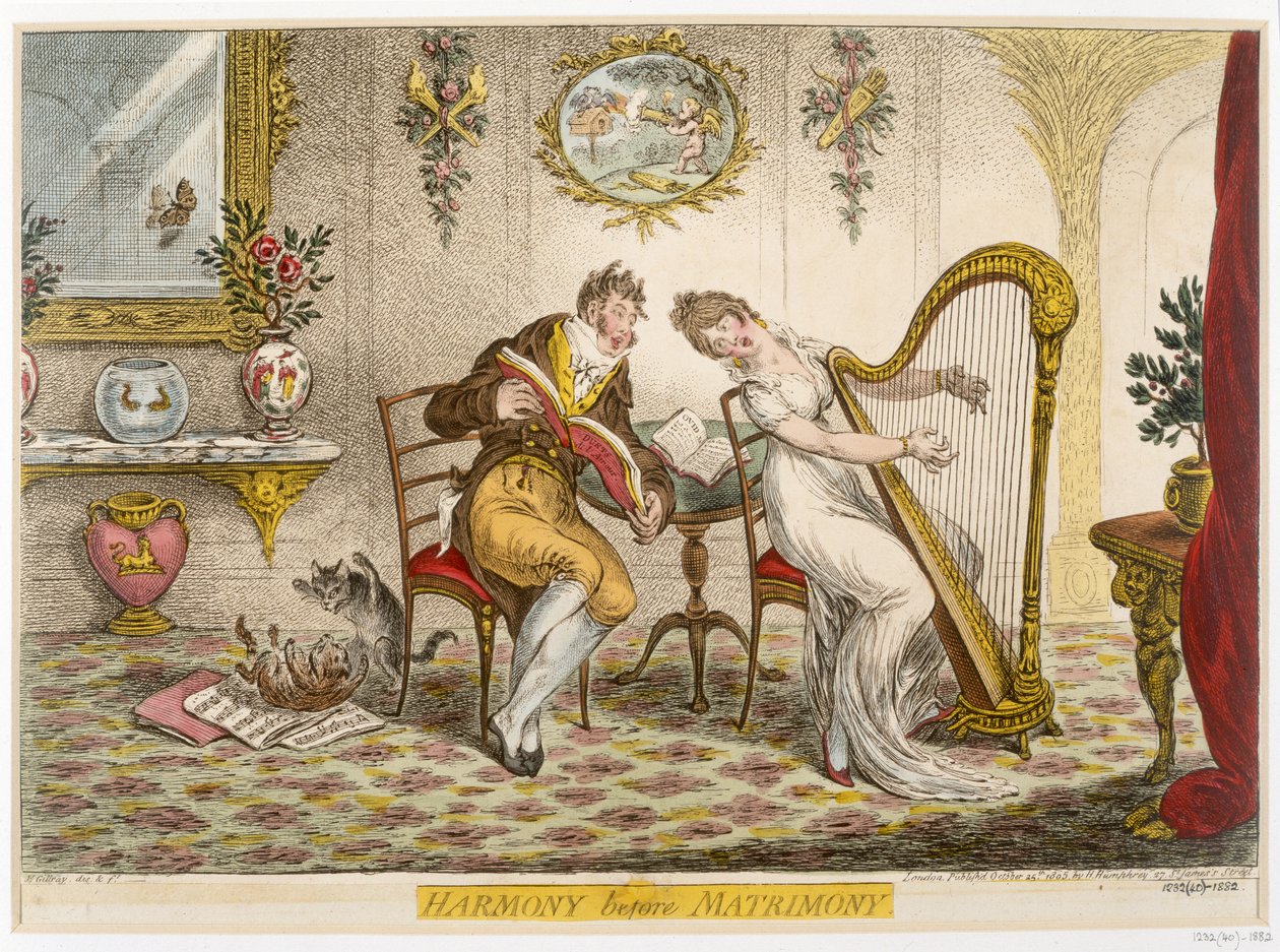 "Harmony before Matrimony", publicerad 1805 av James Gillray